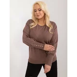 Fashion Hunters Plus Size Brown Sweatshirt with Puff Sleeves