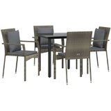  5-dijelni vrtni blagovaonski set crno-sivi od poliratana | shoptok.hr