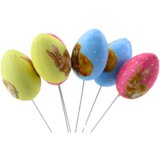  Easter Eggs On A Wire Pick Colorful With Bunnies Decoration 6pcs | shoptok.hr