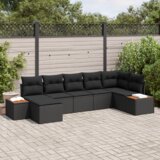 vidaXL 7-dijelni vrtni kauč set s jastučićima crni poli ratan akacija | shoptok.hr