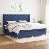  Box spring postelja z vzmetnico moder 200x200 cm blago, (20761127) Cene