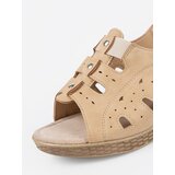 Shelvt Beige sandals with an openwork pattern | Shoptok.si