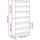  Knjigovni omar Siva Sonoma 100 x 30 x 198 cm Konstruiran les, (5000200972) | Shoptok.si