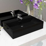 vidaXL Umivalnik z odprtino za pipo črna keramika 60,5x42,5x14,5 cm, (21409374) | Shoptok.si