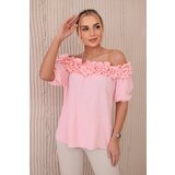 Kesi Spanish blouse with a small ruffle of powder pink | shoptok.hr