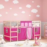  The Living Store Otroški pograd z zavesami roza 80x200 cm trdna borovina - Otroški Pograd, (21452254) | Shoptok.si