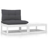 Maison Chic Seti vrtnega pohištva - Vrtna garnitura - Vrtni pohištvo set 2-delna z blazinami bela trdna borovina, (21809636) | Shoptok.si