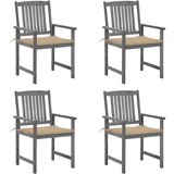 Maison Chic Vrtni stoli - Stol za vrt z blazinami 4 kosi sivi trden akacijev les JS2273, (21876916) | Shoptok.si