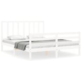 The Living Store Posteljni okvir z vzglavjem bel 160x200 cm trden les - Posteljni Okvir, (21531778) | Shoptok.si