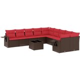 11-dijelni vrtni set s jastucima smeđi poliratan | Eponuda.com