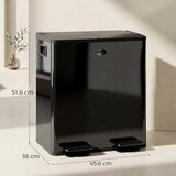  2 x 20 L dvostruke kante za otpad otvaranje na pedalu lako se čiste nehrđajući čelik plastika crna | shoptok.hr