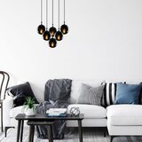 VISILICA EFE 2181, crna, metal/ staklo, 55 x 50 cm, visina 110 cm, promjer kugle 15 cm, podesiva visina, duljina kabla 90 cm, 6 x E27 40 W | shoptok.hr