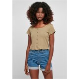 UC Curvy Women's T-shirt in khaki color with button fastening Cene