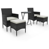  5-dijelni vrtni bistro set od poliratana i kaljenog stakla crni | shoptok.hr