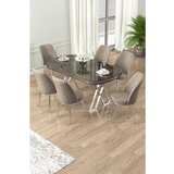 Hanah home Lai - Anthracite, Chrome, Cappuccino AnthraciteChromeCappuccino Dining Table & Chairs Set (7 Pieces) | ePonuda.com