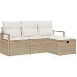  Sjedeća garnitura za vrt 4 kom. Bež poliratan 175 x 117 x 85 cm | Shoptok.si