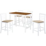 The Living Store Barska miza in stoli 5-delni komplet trden les rjava in bela - Barska Miza In Stol, (21662922) | Shoptok.si