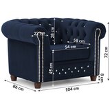 Ropez Moder žameten Chesterfield fotelj York Blik – | Shoptok.si