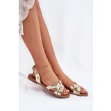 EVENTO Flat Ladies Sandals Made Of Eco Leather Gold Illoria | Shoptok.si