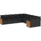  The Living Store Vrtna sedežna garnitura 10-delna z blazinami črn poli ratan - Vrtna Sedežna Garniture, (21443430) | Shoptok.si