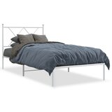 Maison Chic Kovinski Posteljni okvir - Enojna postelja - Postelja za odrasle z vzglavjem bel 90x190 cm, (21694781) | Shoptok.si