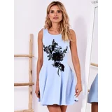 Fashionhunters Blue dress with floral application