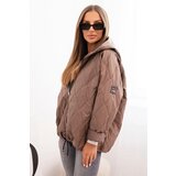 Kesi Włoski Women's quilted jacket with a hood fango Cijene