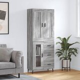vidaXL Visoka komoda siva sonoma 69,5x34x180 cm inženirski les | Shoptok.si