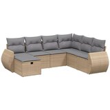 Maison Chic Seti vrtnega pohištva - Vrtna garnitura - Vrtni pohištvo set 7-delna z blazinami bež poli ratan, (21807096) | Shoptok.si