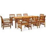  3058091 9 Piece Garden Dining Set with Cushions Solid Acacia Wood (45963+312128+2x312129) | shoptok.hr