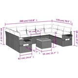  10-dijelni set vrtnih sofa od poliratana s jastucima sivi | shoptok.hr