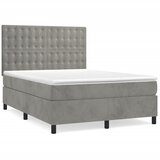 vidaXL Box spring postelja z vzmetnico svetlo siv 140x190 cm žamet, (20790593) Cene