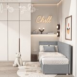 Ghado Sivi kutni dječji krevet s prostorom za odlaganje s madracem 90x200 cm Flexi - | shoptok.hr