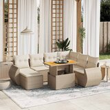 Maison Chic Seti vrtnega pohištva - Vrtna garnitura - Vrtni pohištvo set 8-delna z blazinami bež poli ratan, (21799102) | Shoptok.si