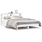 Maison Chic Posteljni okvir - Dvoposteljna postelja - Zakonska postelja brez vzmetnice bel 150x200 cm trdna borovina-J11529, (21772003) | Shoptok.si