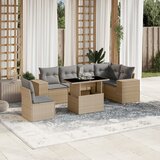 Maison Chic Seti vrtnega pohištva - Vrtna garnitura - Vrtni pohištvo set 7-delna z blazinami bež poli ratan, (21807811) | Shoptok.si