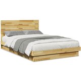 Maison Chic Posteljni okvir - Dvoposteljna postelja - Zakonska postelja z vzglavjem brez vzmetnice masivni les hrast, (21694625) | Shoptok.si
