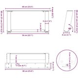  Noge za stolić U-oblika 2 kom bijele 60x(30-31) cm čelik | shoptok.hr