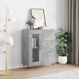 vidaXL Komoda betonsko siva 69,5x34x90 cm inženirski les | Shoptok.si