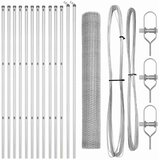 vidaXL Šestkotna Ograja 1.4x25 m Pocinkana Jeklena, Ograje Stebri 13 kos Ø32 mm 190 cm Pocinkana Jeklena | Shoptok.si