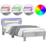  Okvir kreveta s uzglavljem LED siva boja betona 100 x 200 cm | shoptok.hr