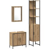  3-dijelni set kupaonskog namještaja od umjetnog hrasta | shoptok.hr