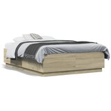  Okvir za krevet s LED svjetlima boja hrasta 140 x 190 cm drveni | shoptok.hr
