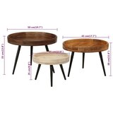  Okrogle klubske mizice 3 kosi trden mangov les | Shoptok.si