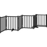 vidaXL Ograda za pse z vrati zložljiva 6 panelov črna 300cm jelka | Shoptok.si