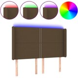 Maison Chic led posteljno vzglavje - vzglavna omarica - nočna omarica temno rjavo 147x16x118/128 cm blago, (21713152) | Shoptok.si