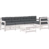 The Living Store Vrtna sedežna garnitura 6-delna z blazinami bela trdna borovina - Vrtna Sedežna Garnitura, (21460205) | Shoptok.si