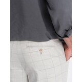 Ombre Men's pants with a classic cut in a delicate check - beige | Shoptok.si