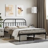 Maison Chic Kovinski Posteljni okvir - Dvoposteljna postelja - Zakonska postelja z vzglavjem črn 140x200 cm, (21692986) | Shoptok.si