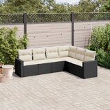 Maison Chic Seti vrtnega pohištva - Vrtna garnitura - Vrtni pohištvo set 6-delna z blazinami črna poli ratan, (21812818) | Shoptok.si